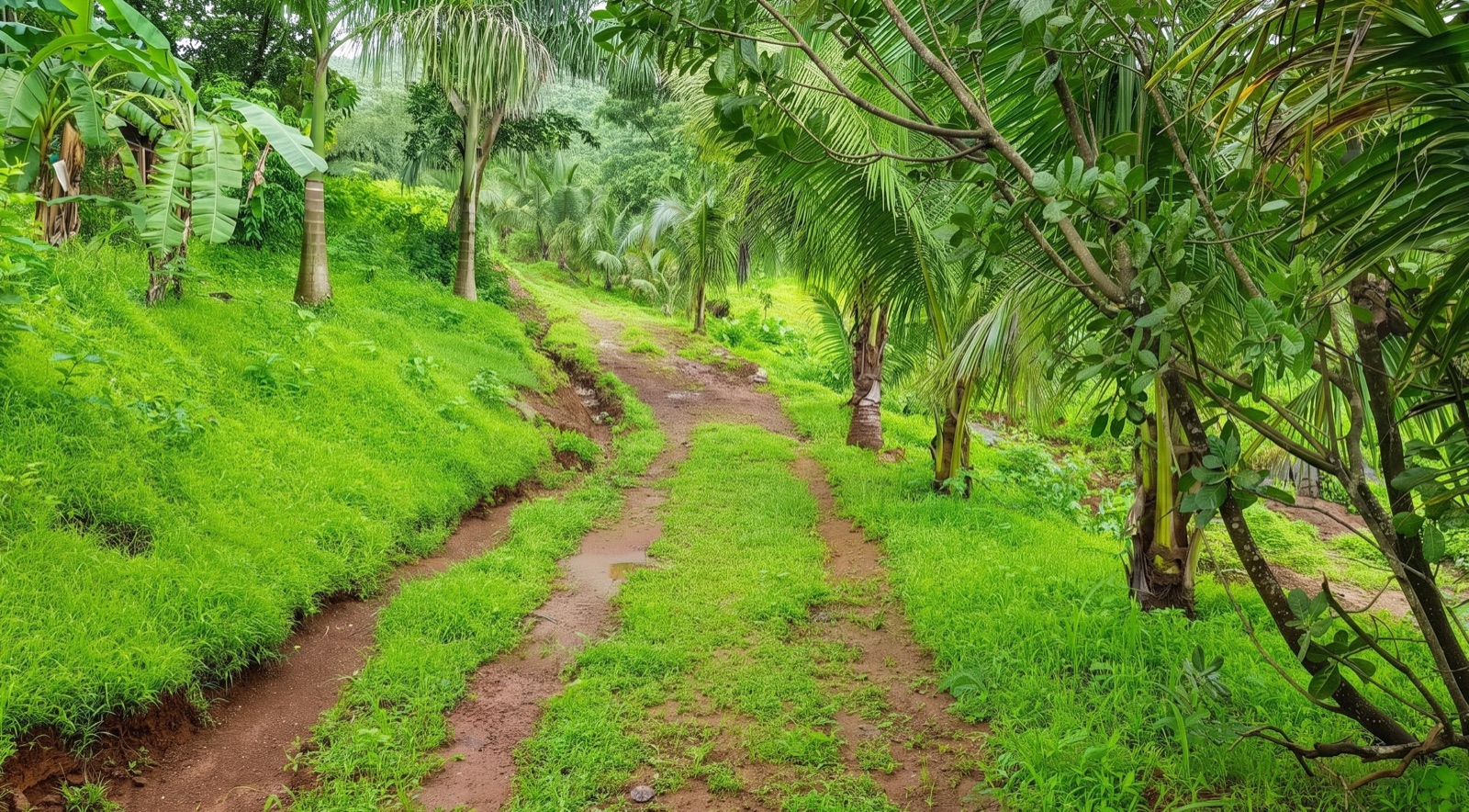 A lush, quiet path through greenery at Breathe Woods